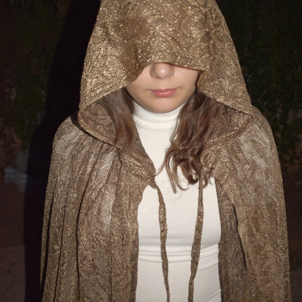 New handmade sexy gold lace hooded cape cloak costume women witch medieval